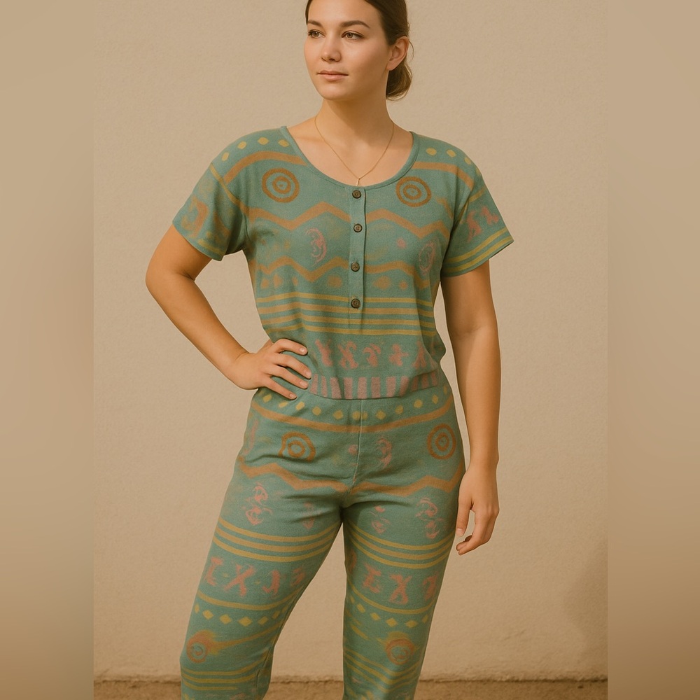 Vintage  Chicos 100% Cotton Tribal
Jumpsuit Fits like a Small